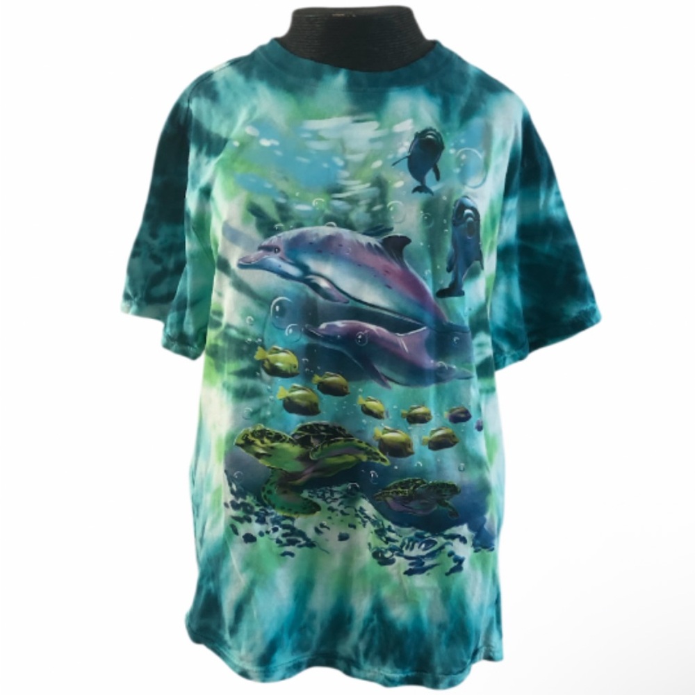 Mighty Fine Ocean Scene Short Sleeve Tee - Blue and Green
